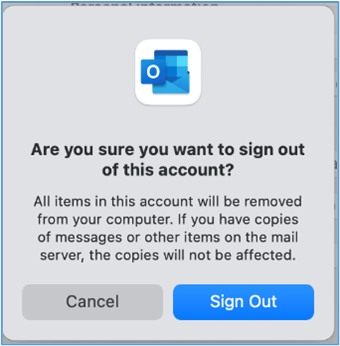 MacOS are you sure you want to sign out selection.